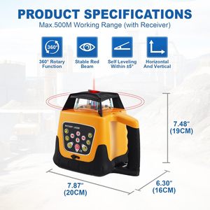 Iglobalbuy Kit de Sistema de Nivelación Automática, Trípode de Topografía con Barra de Aluminio (16.4 pies), Modelo Automático con Haz Rojo CN - Product Image 2