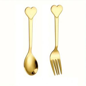 Tenedores de Postre en Forma de Corazón, Mini, de Acero Inoxidable, Dorados, para Café y Espresso, Venta al Por Mayor Personalizada - Product Image 1