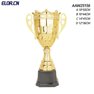 Trofeo de metal de corona imperial chapado en oro modelo popular al por mayor de fábrica Elor con base de plástico ABCD opciones de diferentes tamaños - Product Image 3