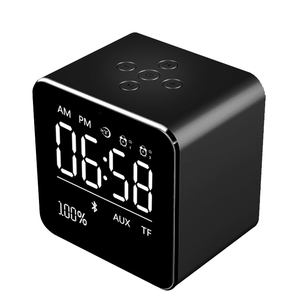 Altavoces cúbicos V9, reloj despertador dual, altavoz BT TF aux, altavoces mini con caja de metal, altavoz con pantalla de temperatura y tiempo - Product Image 6