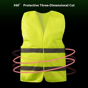 Huỳnh quang màu xanh lá cây phản quang an toàn vest vải thoáng khí ANSI Lớp 2 En ISO lớp II khả năng hiển thị cao cho công trình xây dựng - Product Image 5
