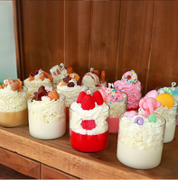 Bougie parfumée de luxe pour desserts, artisanale, DIY, en forme de gâteau, avec décoration fantaisie, parfum crème glacée, pour aromathérapie, vente en gros