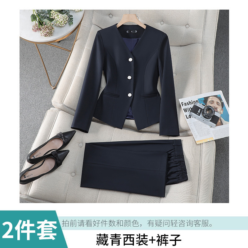 Navy blue suit trousers