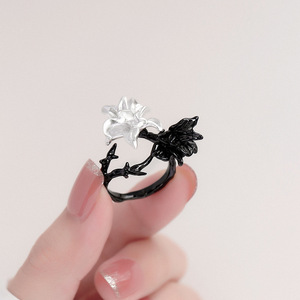 Schwarz-Weißer Herz-Ring für Bipolarer Störung, Französischer Stil, Minimalistisch, Trendy, Roségold-Platinbeschichtetes Kupfer, Modisches Damengeschenk - Product Image 3