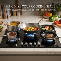 Table de cuisson à gaz encastrable 5 brûleurs en verre trempé avec allumage électrique et dispositif de sécurité pour usage hôtelier (vente en gros)