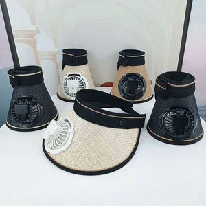 Gorra Visera Ancha de Verano con Protección UV, Sombrero de Ciclismo para Exteriores, Visera de Paja Recargable por USB con Ventilador - Product Image 3