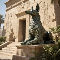 Statue d'Anubis égyptienne en bronze, grande sculpture d'art sculptée pour l'extérieur, motif animal, couleur personnalisée, emballage en caisse en bois, art