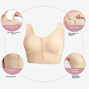Soutien-gorge de fixation <span class=keywords><strong>post</strong></span>-<span class=keywords><strong>opératoire</strong></span> pour prothèse <span class=keywords><strong>mammaire</strong></span>, à fermeture avant, en nylon, avec support solide, pour la reconstruction <span class=keywords><strong>mammaire</strong></span> - Product Image 4