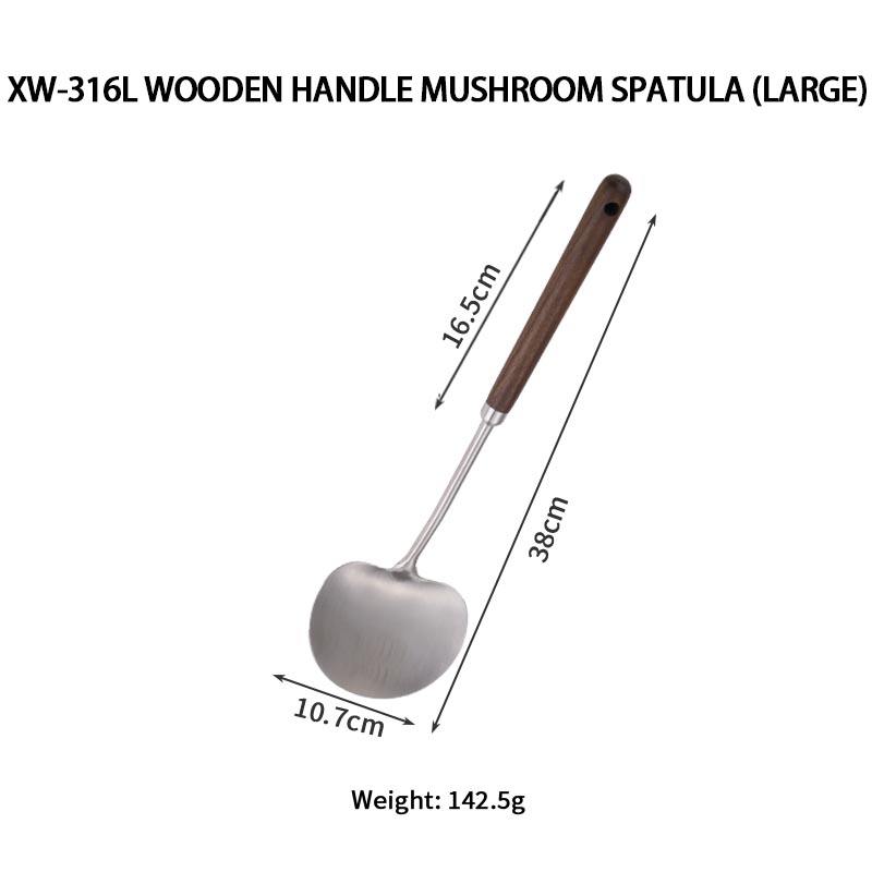 316L Wooden Handle Mushroom Spatula (Large)