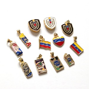 P323 Liontin Enamel Tembaga Berlapis Emas 18K Venezuela, Anti Luntur, Perlengkapan Pembuatan Perhiasan <span class=keywords><strong>DIY</strong></span>, Kalung - Product Image 1