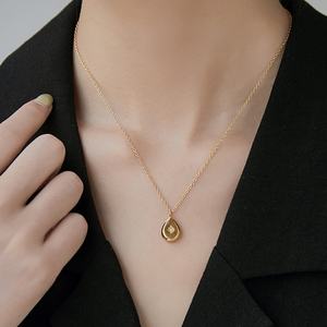 Collar Minimalista con Baño de Oro de 18K, Diseño de Gota de Agua y Viento, para Mujer, Estilo Vintage, Colgante de Acero con Forma de Rosa, Accesorio de Moda, Regalo - Product Image 5