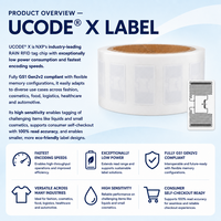 Etiqueta RFID UHF UCODE X de 860-960MHz Directo de Fábrica, ISO 18000-6C EPC Gen2 Pasiva, para Seguimiento de Inventario y Activos en Almacenes