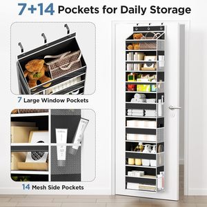 Over The Door Organizer 7 Tier Hanging <b>Storage</b> With Large Pockets Behind Door Closet Organizers For Neatening - Product Image 4