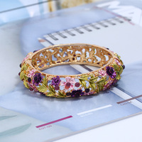 Bracelet Zooying Bestseller en direct, motif floral ethnique, ajouré, entièrement fait main, peint à la main, coloré pour femme
