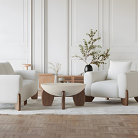 Nordique Simple moderne marbre rond ardoise lumière luxe italien bois minimaliste ménage salon thé salon Table basse