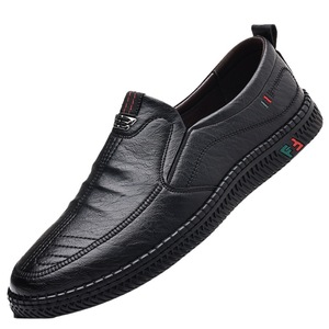 Mocassins en cuir pour hommes, bout rond, à enfiler, semelle en caoutchouc antidérapante, chaussures décontractées pour papa d'âge moyen, chaussures de marche confortables - Product Image 5