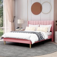 PZCN HOME Prix de gros pas cher rose king Size cadre de lit en bois lits rembourrés meubles de chambre à coucher literie pour filles pour hôtel