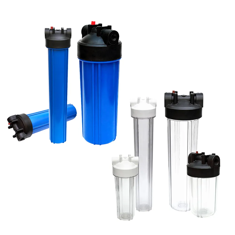 RO sistemi için 20 inç bütün ev su filtresi kartuşu büyük mavi filtre Fit plastik şeffaf su filtre yuvası