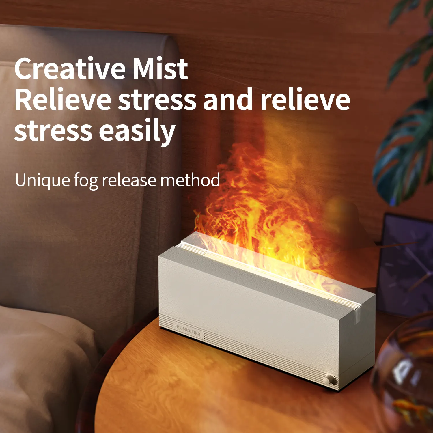 Hot New arrivals 3D 7 màu LED lửa ngọn lửa hương liệu Máy tạo độ ẩm không khí tinh dầu khuếch tán hương thơm