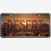 Plaque d'immatriculation en aluminium 3D personnalisée en relief, style vintage Route 66, station-service Western, voyage en voiture dans le désert, décoration murale en métal, vente en gros