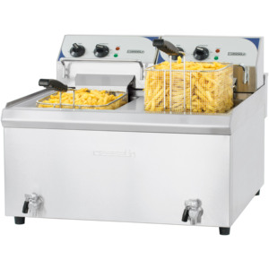 Friteuse électrique haute performance 2 x 10L avec valve de vidange - Product Image 1