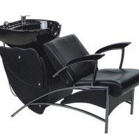Fauteuil de Barbier et Lit de Lavage de Cheveux Dongkai pour Salon de Coiffure, Lit de Lavage à Pompe en Cuir avec Accoudoirs Rotatifs, Luxe