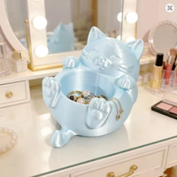 Boîte de rangement en plastique Chat porte-bonheur, support à bibelots décoratif mignon imprimé en 3D, organisateur de bureau stable, décoration d'intérieur