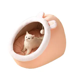 Casa de cama de feltro para animais de estimação em forma de animal, casa de pelúcia luxuosa de tamanhos múltiplos, nova capa à prova d'água para carro, ninhos de mão para gatos, novidade da moda, tamanhos de 2024