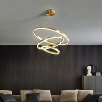 Lustre d'escalier Design moderne Table à manger de luxe contemporain intérieur circulaire or pendentif éclairage cuisine