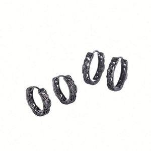 Boucles d'oreilles créoles en argent sterling 925, style punk rock, pour femmes et hommes, avec pierres naturelles de qualité, bijoux d'oreille hip-hop - Product Image 6