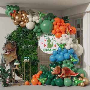 160 pièces de décoration pour fête d'anniversaire de garçons sur le thème de la jungle et des dinosaures, baby shower, guirlande d'<span class=keywords><strong>arche</strong></span> de ballons blancs, verts, bleus et oranges - Product Image 1