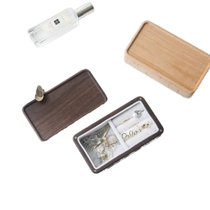 Beech Black Walnut Solid Wood Rectangle Small Painted Sustainable Magnetic Jewelry Gift <b>Box</b> with Magnetic Lid - Product Image 1