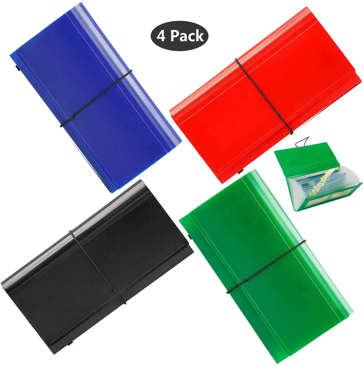 wholesale 13 pockets with 12 Tabs cheque expanding file folder with elastic bands for receipt/storing coupon /card