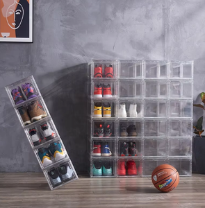 Wholesale Injection Molded Modern Acrylic Shoe <b>Storage</b> Boxes Square Transparent <b>Plastic</b> Sneaker Rack Magnetic Drop Front <b>Drawer</b> - Product Image 2