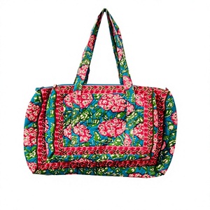 Sac de voyage en coton fait main, matelassé, à fleurs, pour femme, lot de 2 (un petit et un grand) - Product Image 1