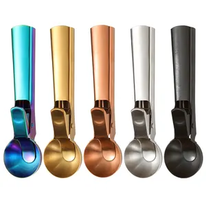 Full Sizes Comfortable and Anti-Freeze Long Handle Tablespoon Ice Cream Scoop Stainless Steel Ice Cream Trigger Scoop