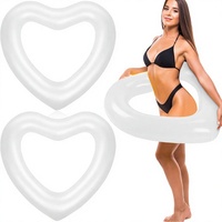 Junkin 47.3x39.4 pouces, flotteur de piscine gonflable en PVC blanc en forme de cœur pour femmes, enterrement de vie de jeune fille, mariage, fiançailles, fête estivale à la plage (3
