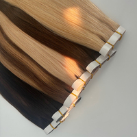 Extensions de cheveux à bandes longues en PU injecté, qualité luxe, douces et légères, blondes, 100% cheveux vierges russes bruts Donant