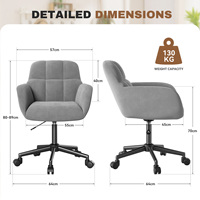 Fauteuil ergonomique en velours, design rayé moderne, réglable en hauteur, pivotant, imperméable, haute capacité de charge, rembourré confortable
