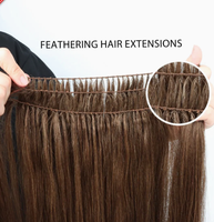 Extensions de cheveux humains brésiliens Remy, double trame, effet plume, 100 % cheveux naturels, fixation micro-anneaux