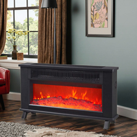Cheminée électrique autoportante 2000W en métal avec effet de flamme LED 3D, thermostat réglable et protection contre la surchauffe pour la maison