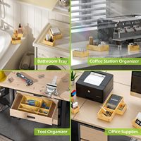 Plateau de rangement rectangulaire en bambou pour cuisine, salle de bain, bureau et coiffeuse - Emballage en carton écologique et durable