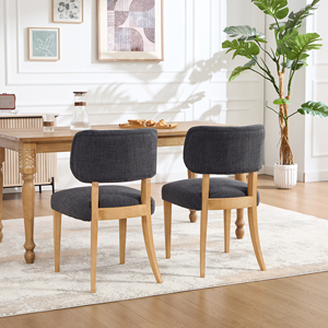 Ensemble de 2 chaises de salon modernes rembourrées en tissu, avec pieds en bois massif, rembourrage en mousse, style scandinave, meubles pour la maison - Product Image 3
