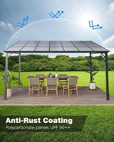 Gazebo de jardin 12x16 pieds avec paroi en moustiquaire, pergola à toit rigide incliné de 6 mm, auvents robustes