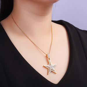Collier pendentif étoile à cinq branches en argent sterling 925 entièrement pavé de moissanite, style Hip <span class=keywords><strong>Hop</strong></span>, bijoux très prisés pour les cadeaux quotidiens et les fêtes - Product Image 4