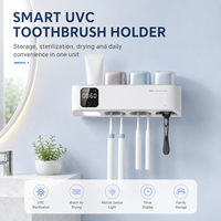 Stérilisateur de brosses à dents UVC à détection automatique, support de séchage à chaud détachable avec affichage de l'heure et veilleuse