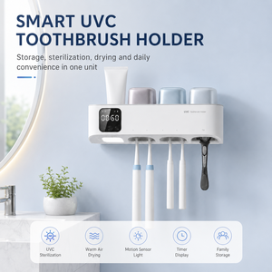 Auto Sensing UVC <b>Toothbrush</b> Sanitizers Detachable Warm Drying <b>Toothbrush</b> <b>Holder</b> with Time Display and Night Light - Product Image 4