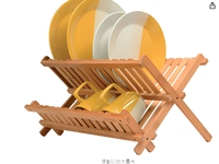 Égouttoir à vaisselle pliable en bambou naturel sain, 2 niveaux, de qualité supérieure, organisateur de vaisselle de cuisine en bois
