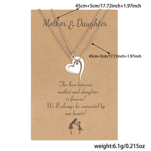 Mother Daughter Heart <b>Necklace</b> Stainless Steel Clavicle <b>Chain</b> Elegant Daily Wear Jewelry Set - Product Image 4