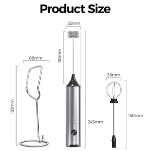 <span class=keywords><strong>Mousseur</strong></span> à <span class=keywords><strong>lait</strong></span> électrique rechargeable 3 vitesses, batteur à œufs en acier inoxydable, 2 têtes, <span class=keywords><strong>mousseur</strong></span> à mousse avec support 1200mAh - Product Image 3